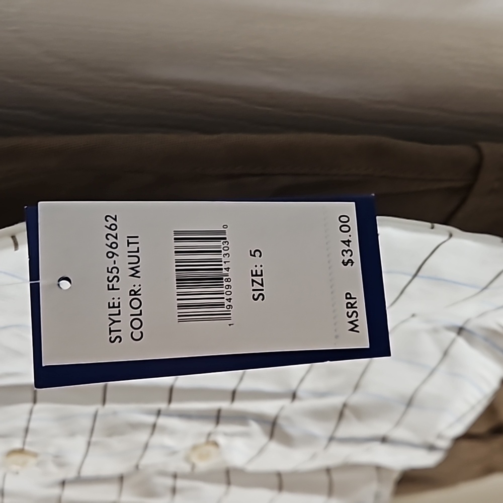 Freestyle 2 Piece Set White Button Down Blue Brown Stripe Sleeve Brown Cargo 5 - Picture 8 of 13